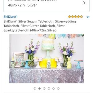 Cake table silver sequin drop cloth